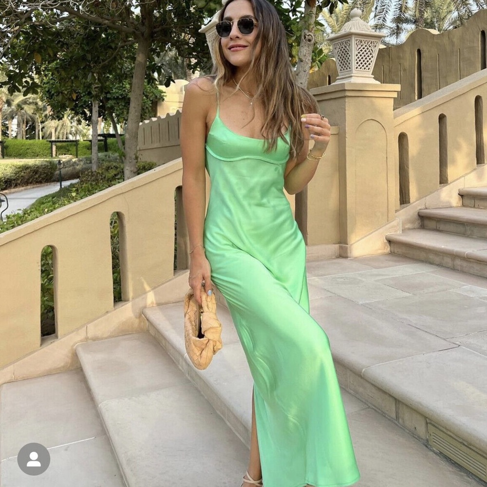 Zara Green Satin Dress